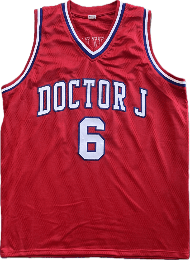 Julius Dr. J Erving Signed Autographed Custom RED/White/Blue #6  Jersey JSA - Image 2