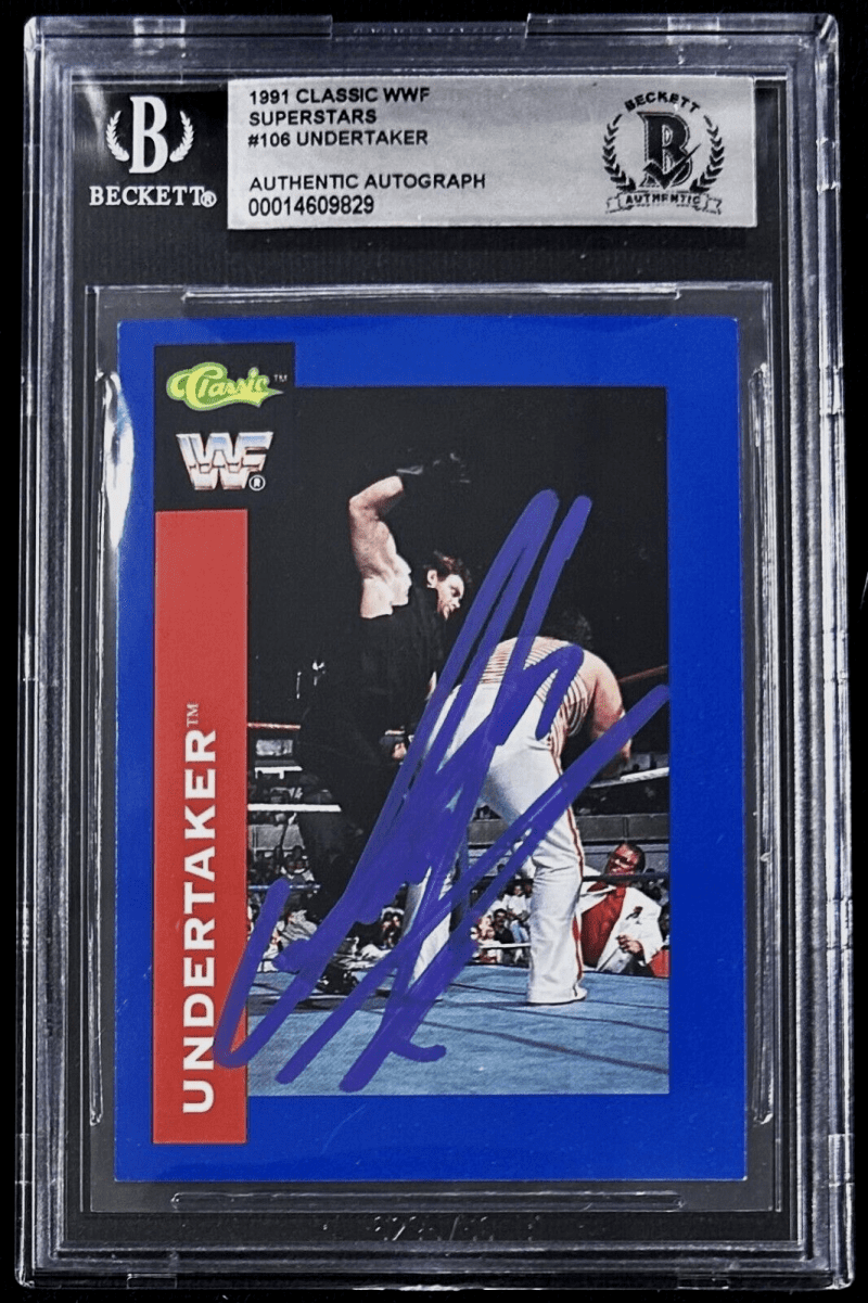 UNDERTAKER Signed 1991 Classic WWF Superstars Card #106 Beckett 00014609829
