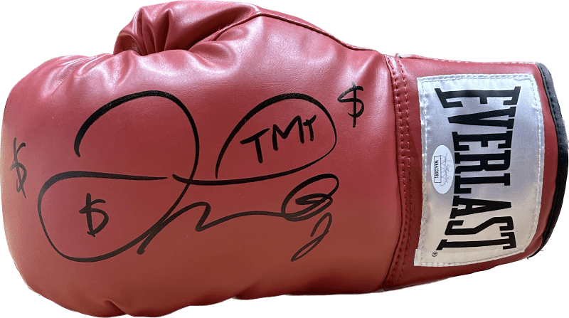 Floyd Mayweather Jr. Signed Autographed Red Boxing Glove JSA Left WA423691