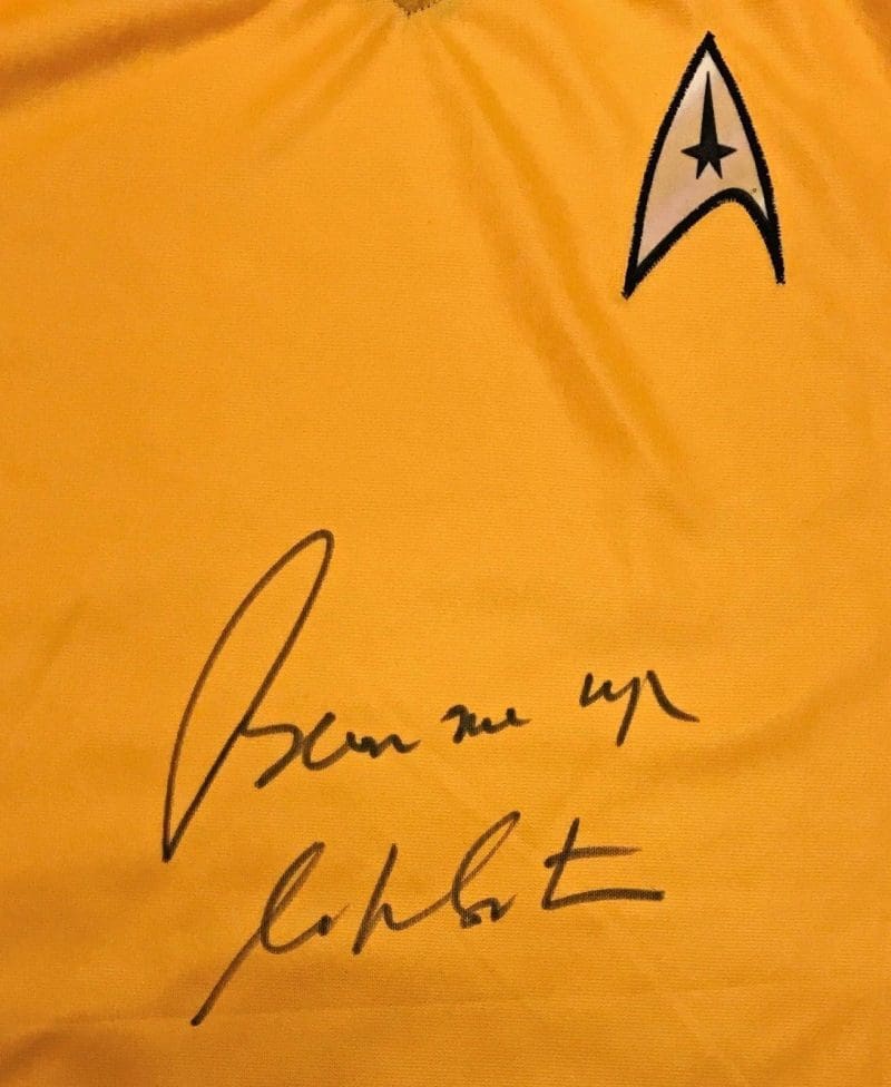 William Shatner "Beam Me Up" Autographed Star Trek Shirt JSA Authentication - Image 3