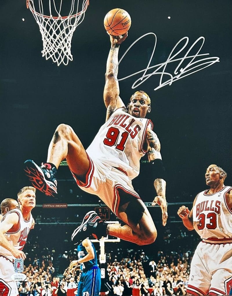 Dennis Rodman Signed Autographed 16x20 Photo JSA Authentic Chicago Bulls 9