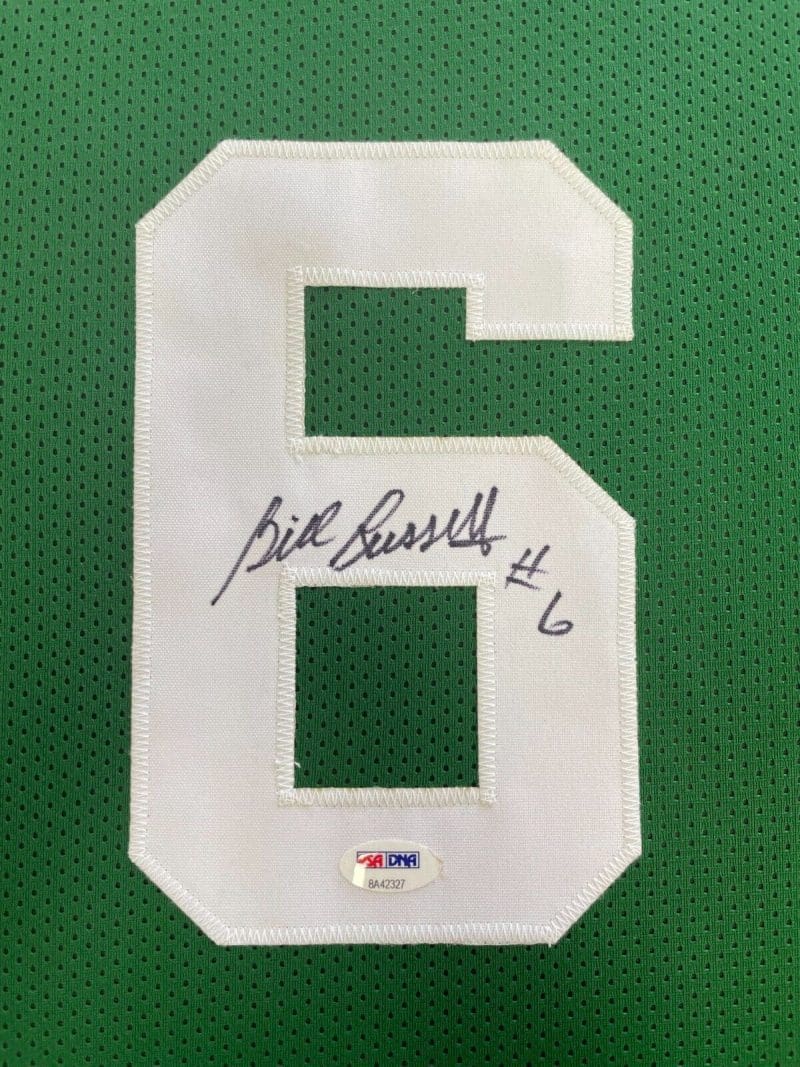 Bill Russell Signed Autographed Green Jersey PSA Authenticated 8A42327 - Image 2