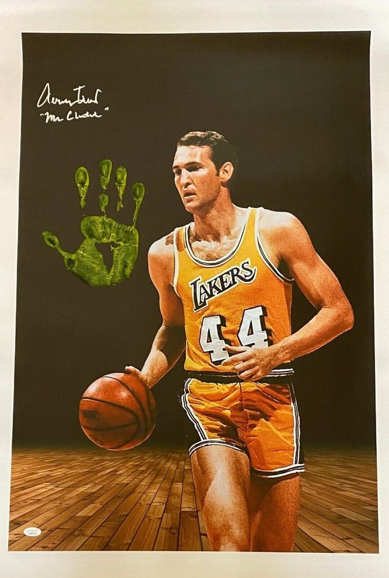 Jerry West Handprint Signed Autographed Unstretched 36x24 Canvas JSA The Logo 2