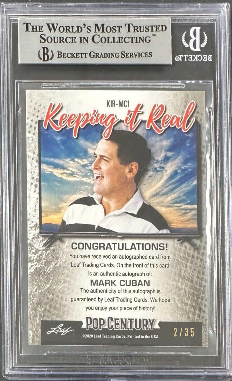 Mark Cuban 2020 LEAF Pop Century Metal Keep it Real CR Card KIRMC1 BAS 14059499 - Image 2