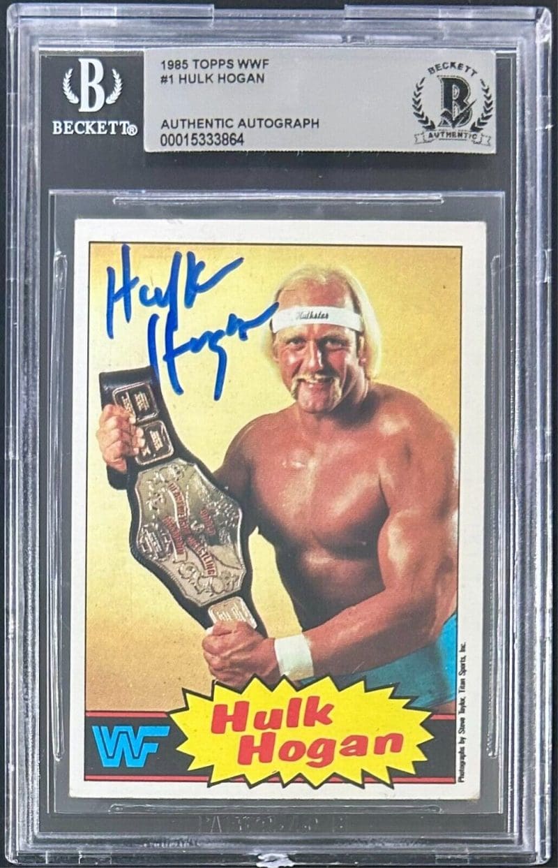 Hulk Hogan Autographed Signed 1985 Topps WWF Card #1 Beckett 15333864