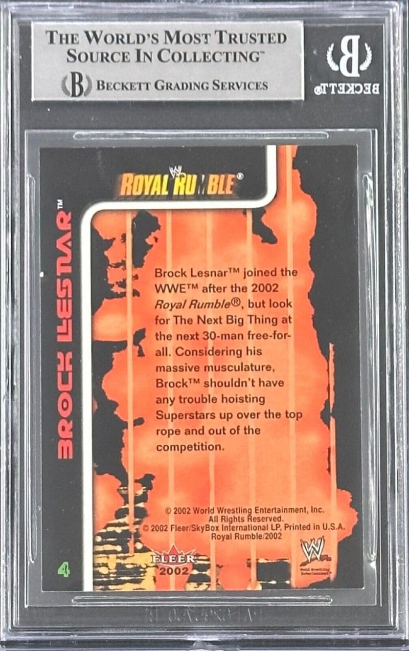 Brock Lesnar Signed 2002 Fleer WWF Royal Rumble Card #4 Beckett 1533919 - Image 2