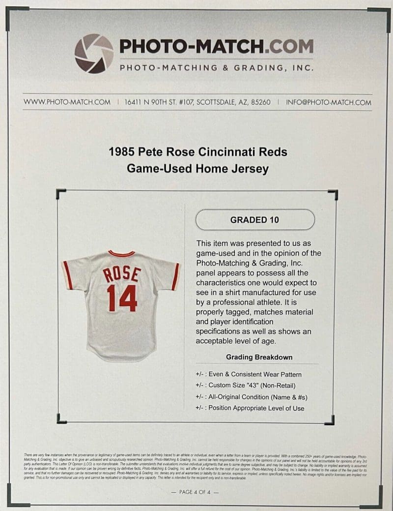 Pete Rose Cincinnati Reds Game Used Home Uniform Authenticated By PhotoMatch.Com - Image 18
