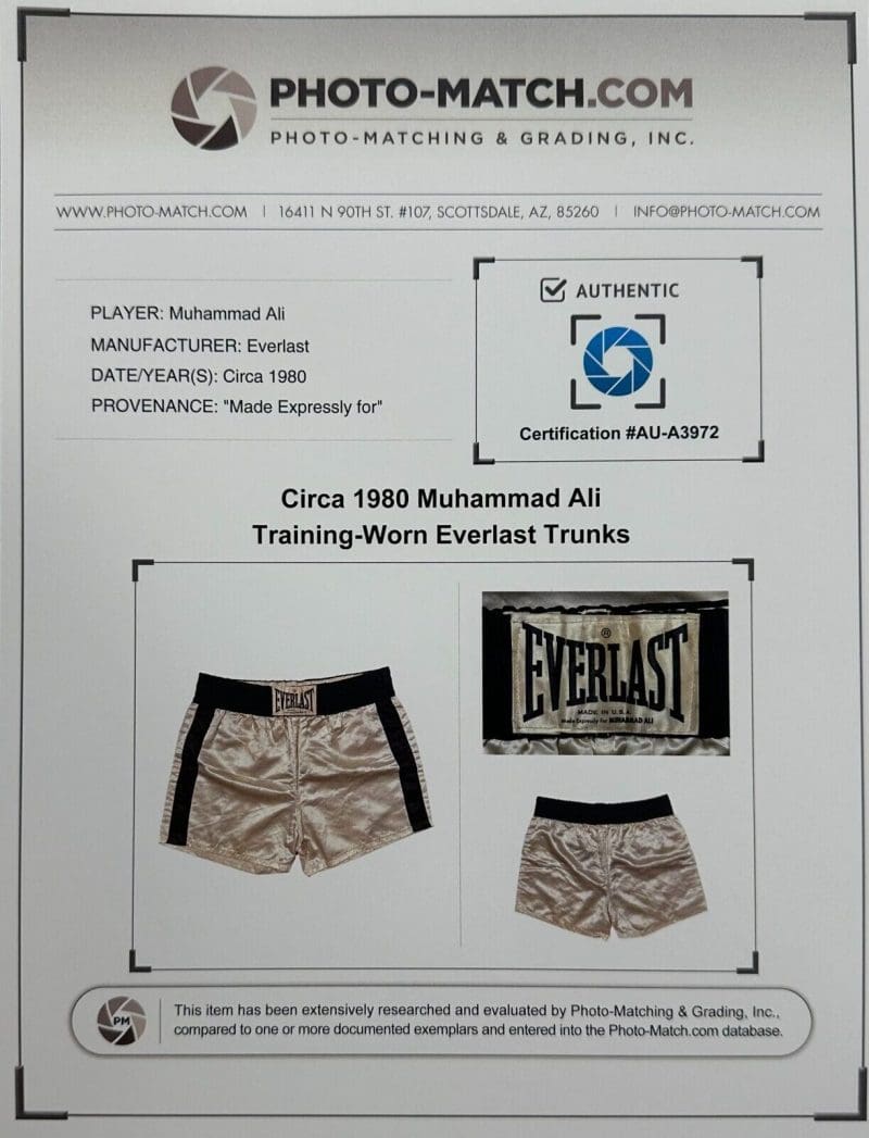 Muhammad Ali Circa 1980 Training-Worn Everlast Trunks Authen By PhotoMatch.Com - Image 4