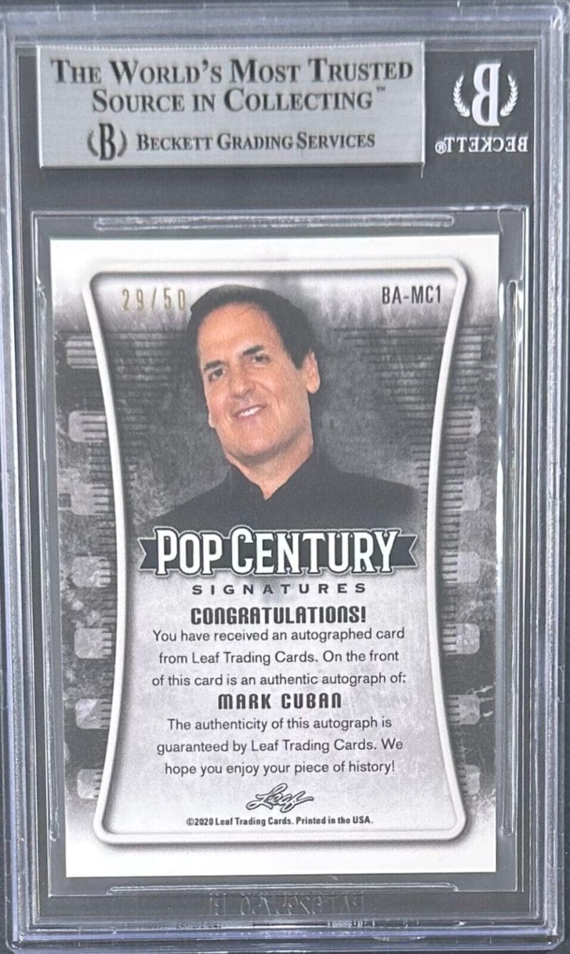Mark Cuban 2020 LEAF Pop Century Metal Card #BAMC1 Beckett 14059495. - Image 2
