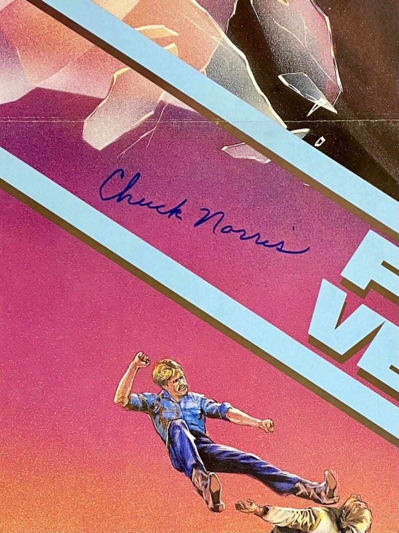 Chuck Norris Signed Forced Vengeance Original Movie Poster  JSA WA216410 - Image 2