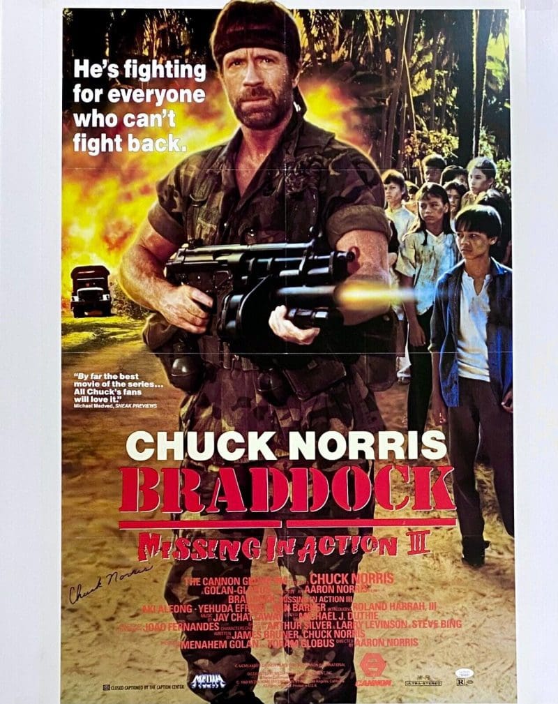 Chuck Norris Signed Braddock Missing In Action III Orig Movie Poster JSAWA216410