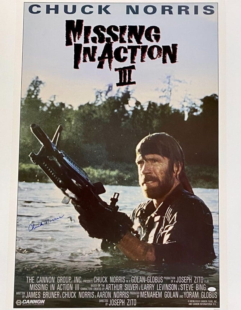 Chuck Norris Signed Missing in Action III Original Movie Poster JSA WA216455