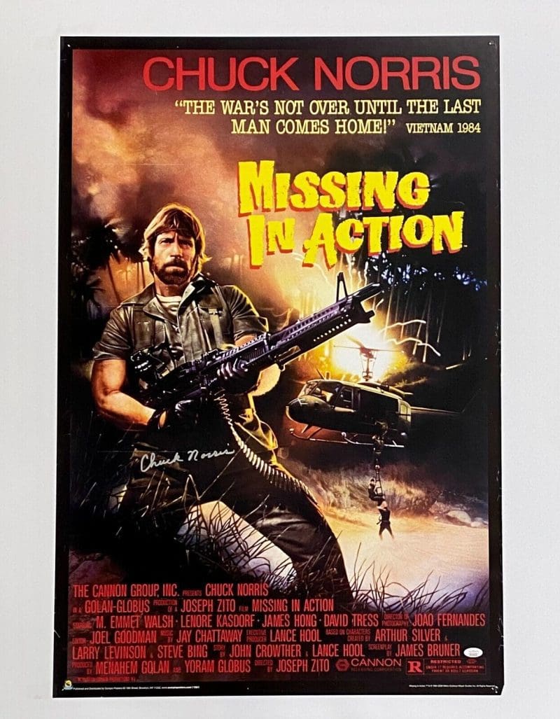 Chuck Norris Signed Missing in Action Original Movie Poster JSA WA216420
