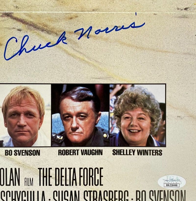 Chuck Norris Signed The Delta Force Original Movie Poster JSA WA216446 - Image 2