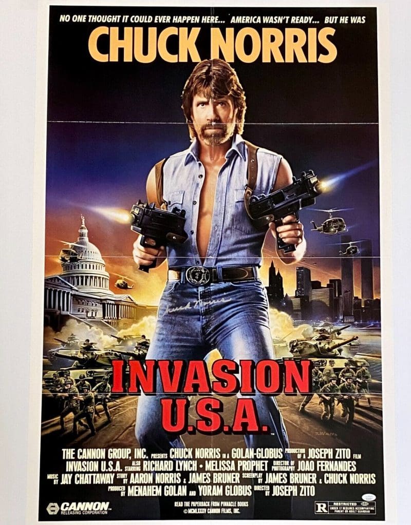Chuck Norris Signed Autographed Invasion USA Original Movie Poster JSA WA216451