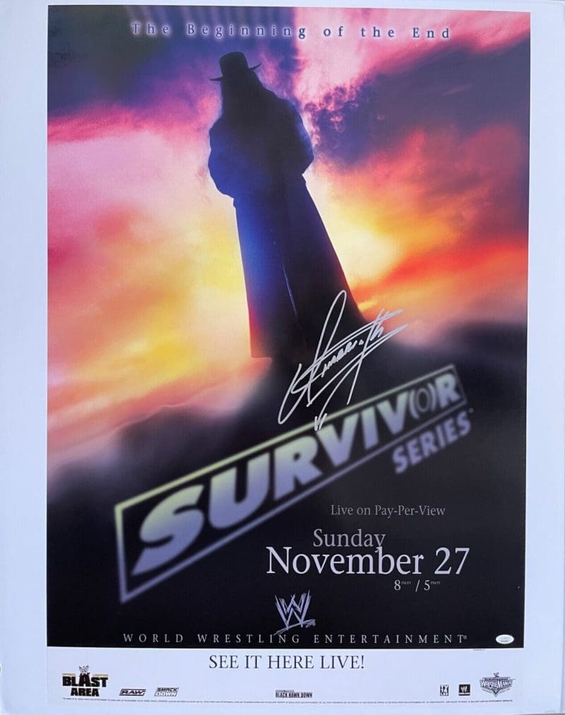 Undertaker Signed Autographed Survivor Series WWE Pay Per View Poster JSA