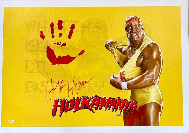 Hulk Hogan Handprint Unstretched 24x36 Canvas Signed JSA Full Letter Z15394