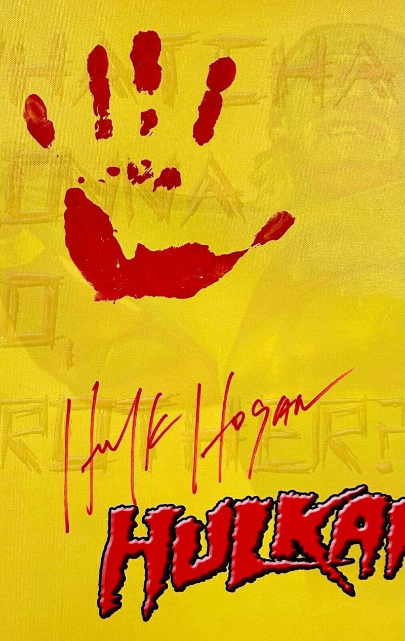 Hulk Hogan Handprint Unstretched 24x36 Canvas Signed JSA Full Letter Z15394 - Image 2