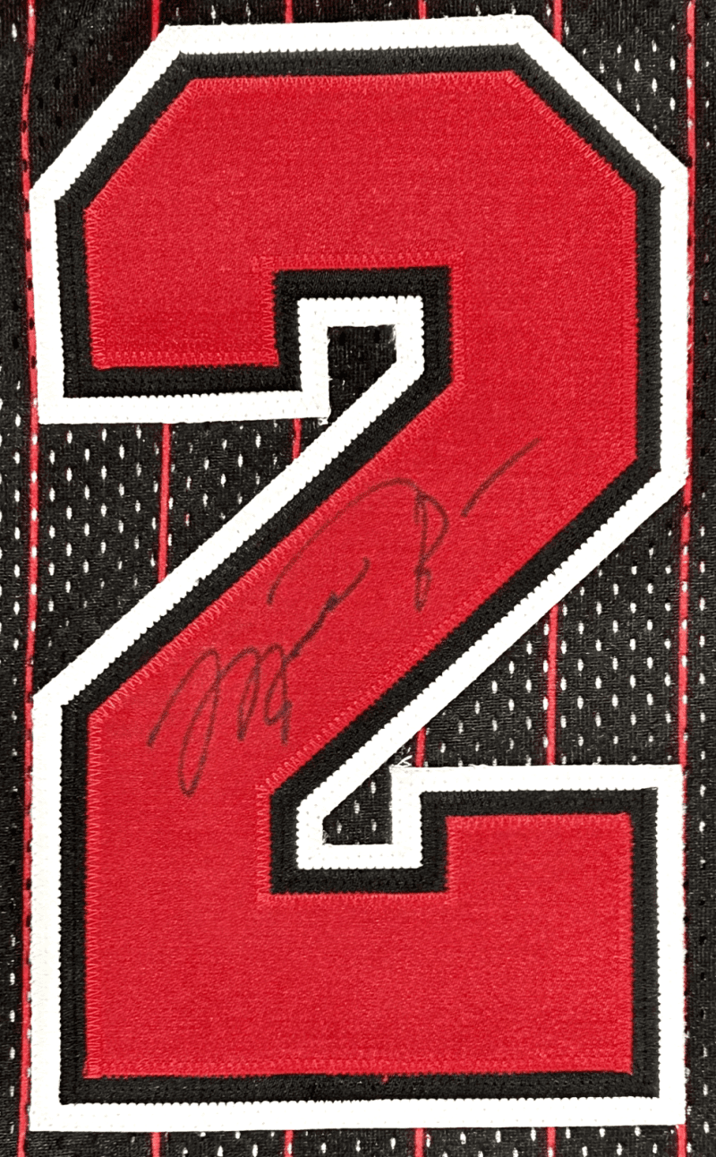 Michael Jordan Signed Black Pinstripe Chicago Bulls NBA Jersey Upper Deck & GOAT - Image 2
