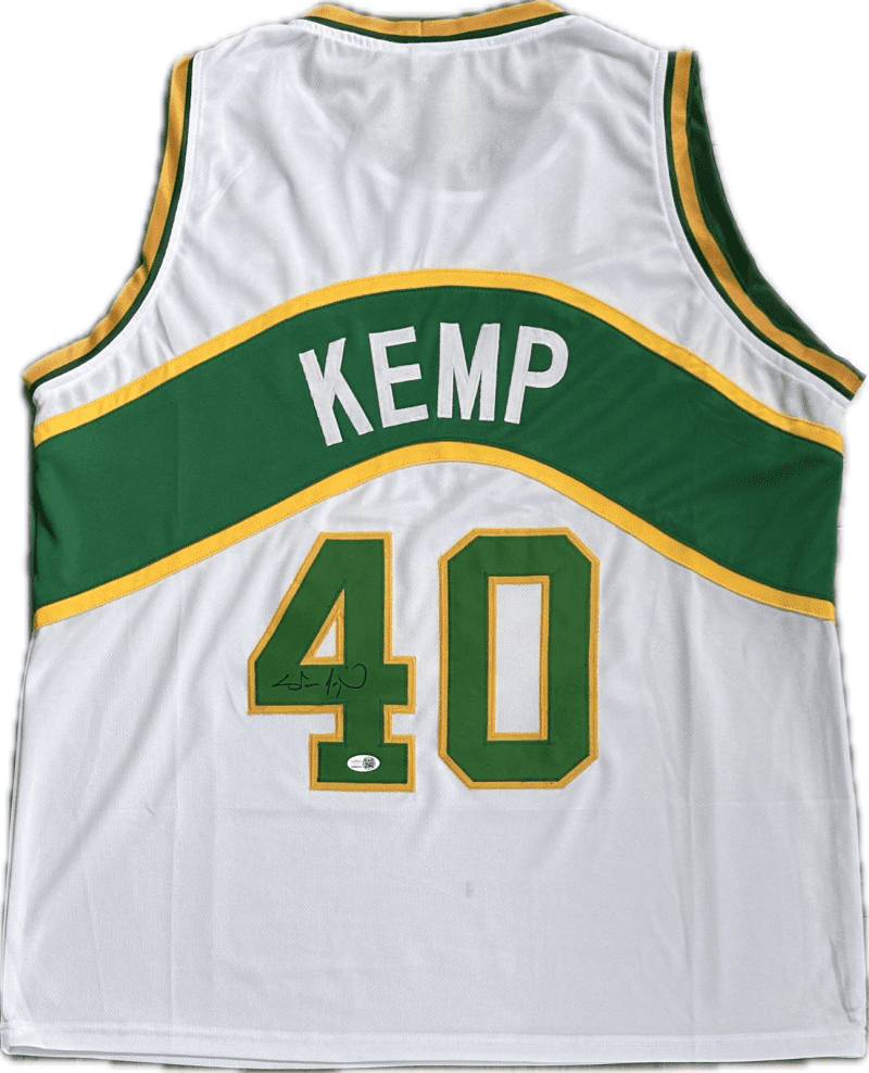 Shawn Kemp Signed Autographed Custom White/Green/Yellow Jersey JSA Authentic