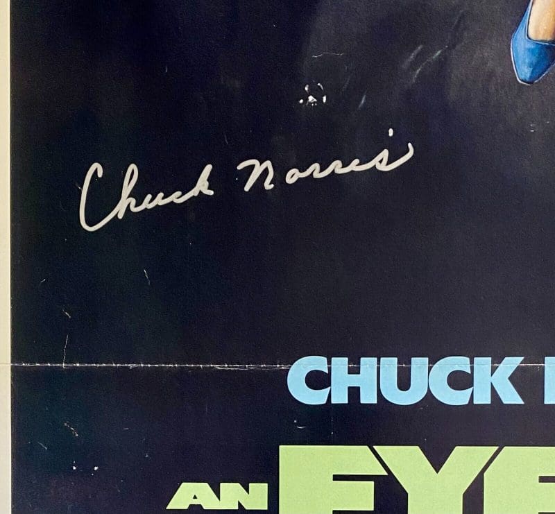 Chuck Norris Signed An Eye for and Eye Original Movie Poster JSA WA216427 - Image 2