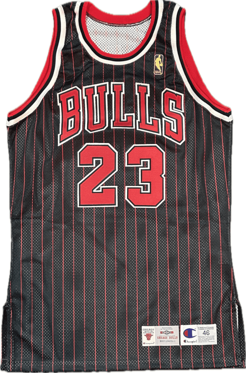 Michael Jordan Signed Black Pinstripe Chicago Bulls NBA Jersey Upper Deck & GOAT - Image 4