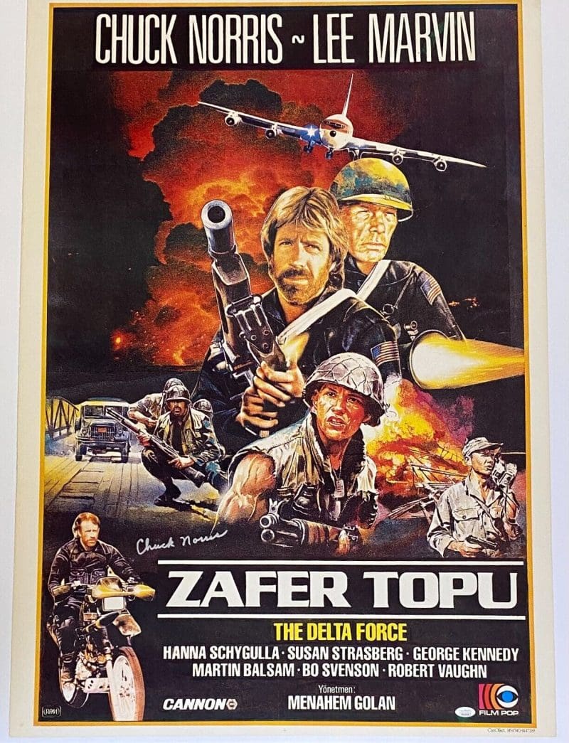 Chuck Norris Signed The Delta Force Turkish Original Movie Poster JSA WA216436