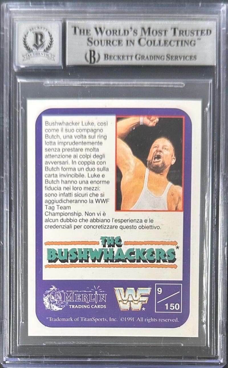Bushwhacker Luke Signed 1991 Merlin Italian Card #9 Beckett 14057924 Auto 10 - Image 2
