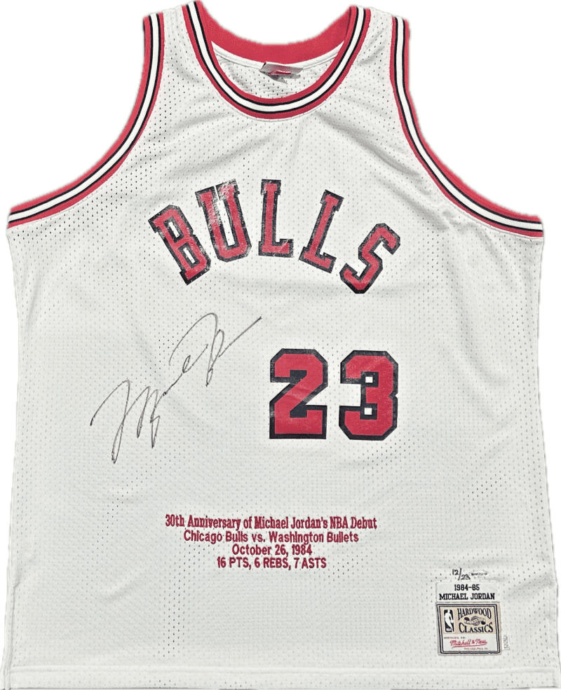 Michael Jordan Signed White 30th Anniv. Bulls NBA Debut Jersey Upper Deck & GOAT