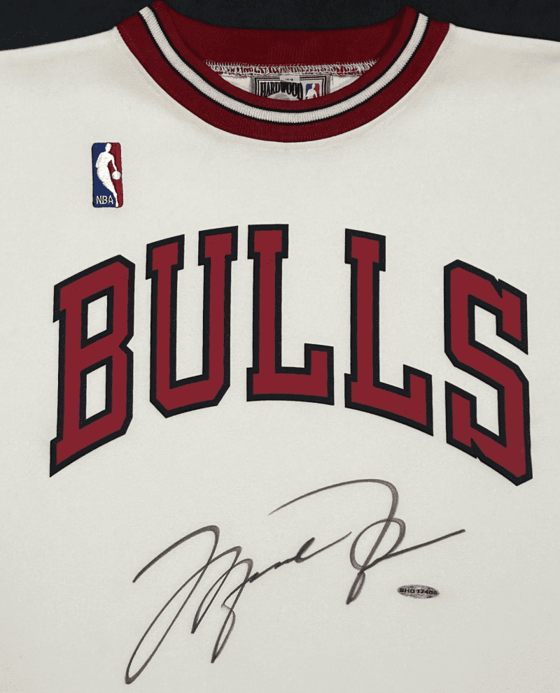 Michael Jordan Signed White Bulls Home Shooting Shirt Upper Deck & GOAT - Image 2