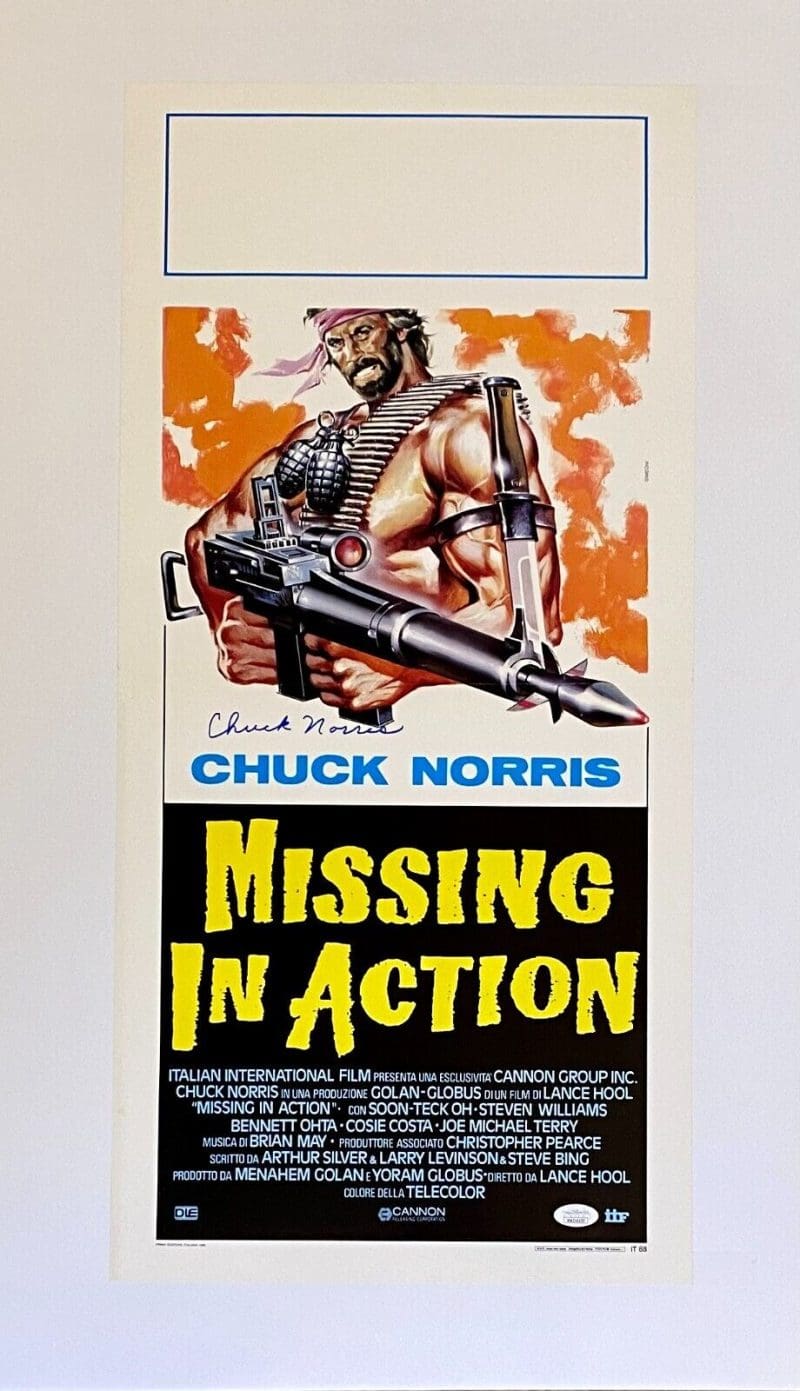 Chuck Norris Signed Missing in Action Original Movie Poster JSA WA216457