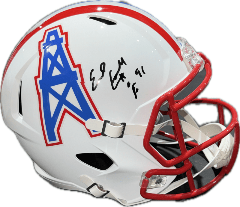 Earl Campbell Signed Oilers Full Size Speed Helmet JSA HOF 91 Red Face Mask