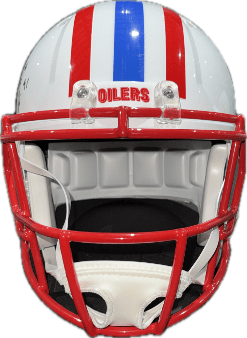 Earl Campbell Signed Oilers Full Size Speed Helmet JSA HOF 91 Red Face Mask - Image 2
