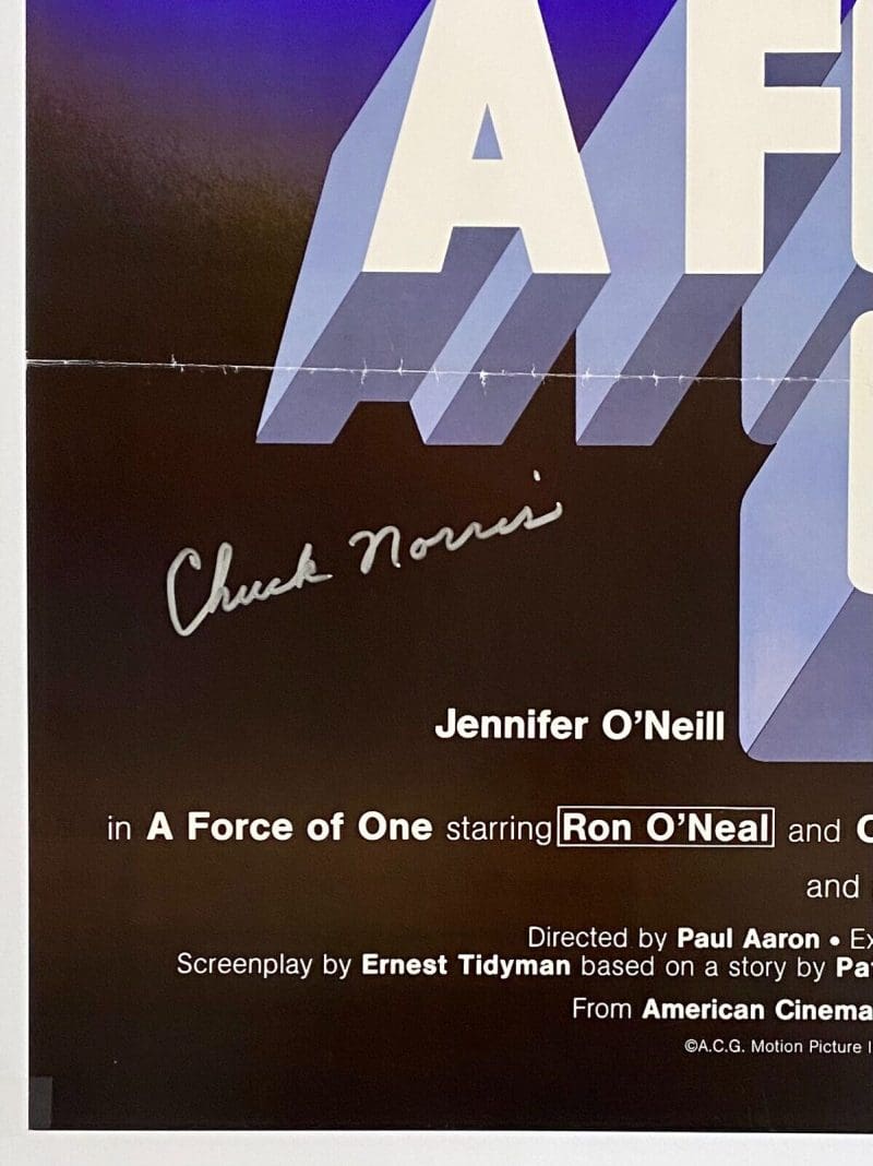 Chuck Norris Signed A Force of One Original Movie Poster JSA WA216456 - Image 2
