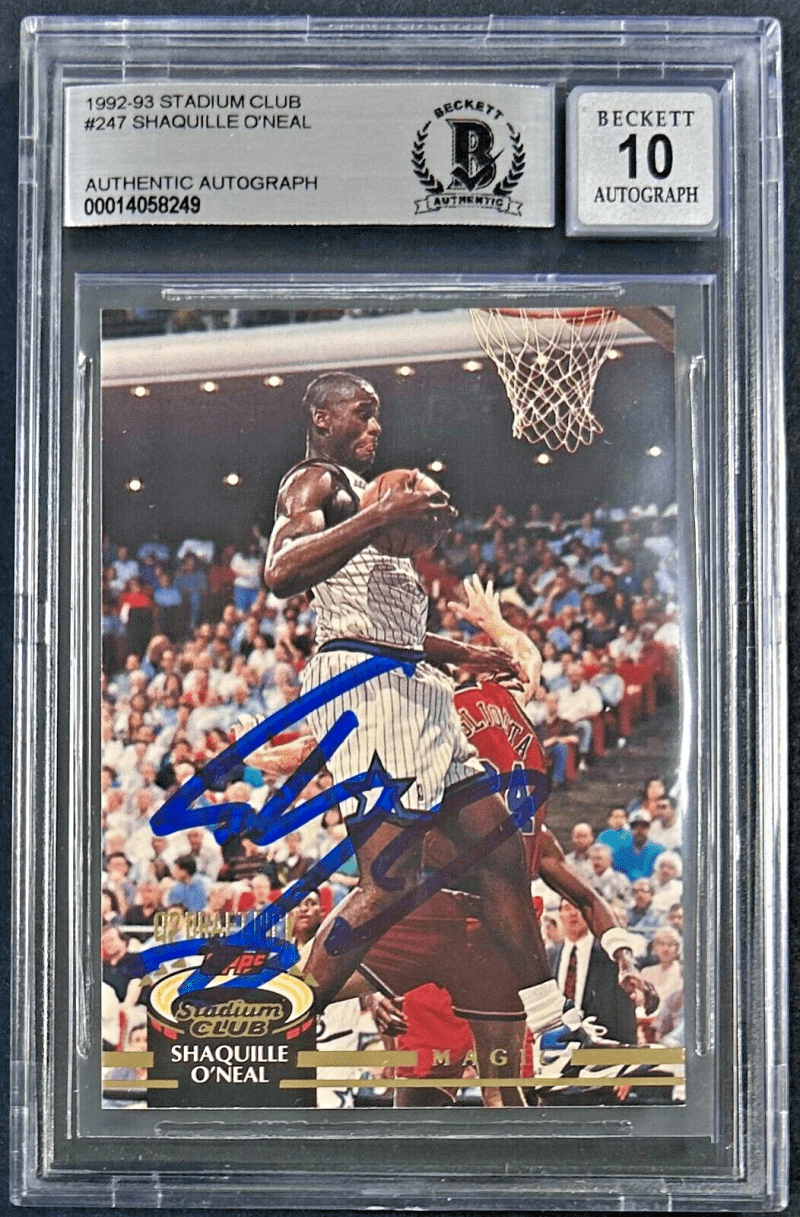 Shaquille O'Neal Signed 1992 Topps Stadium Club #247 RC BAS Beckett Auto 10