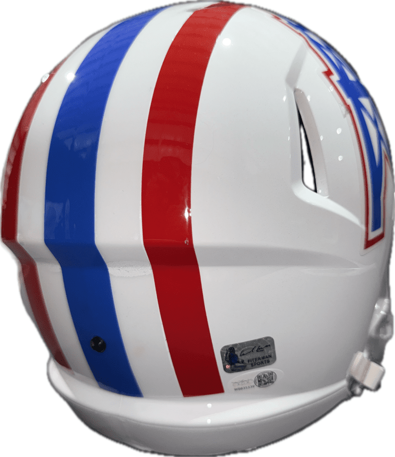 Earl Campbell Signed Oilers Full Size Speed Helmet JSA HOF 91 GRAY Face Mask - Image 5