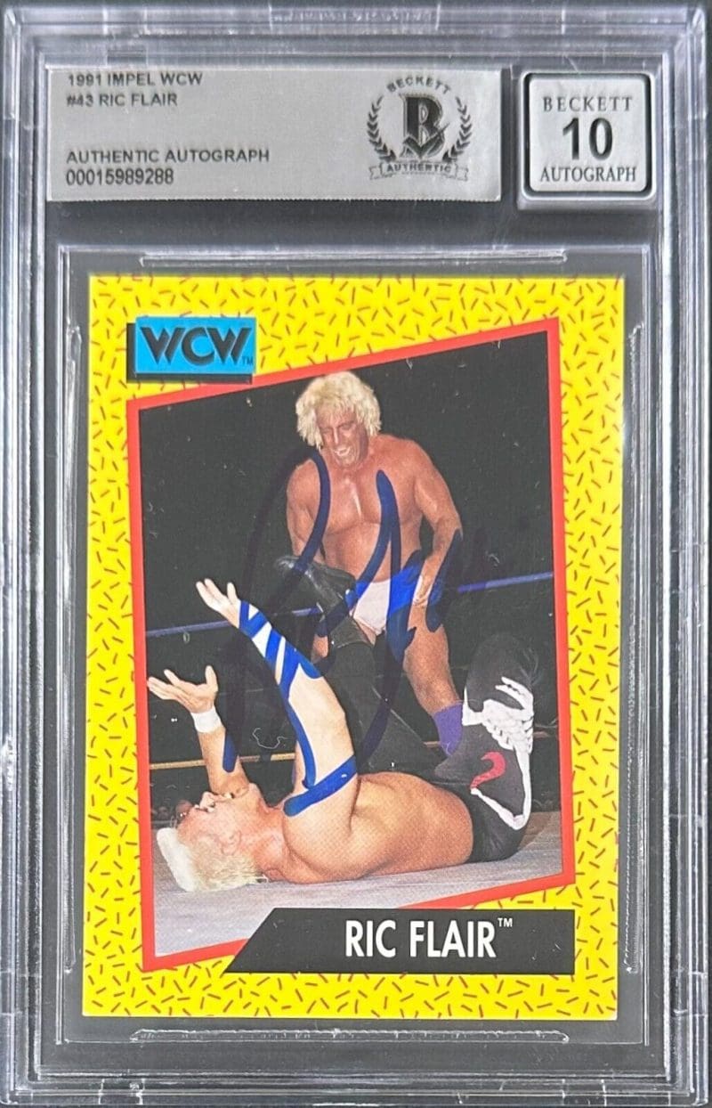 Ric Flair Signed 1991 Impel WCW Card #43 Beckett Auto 10