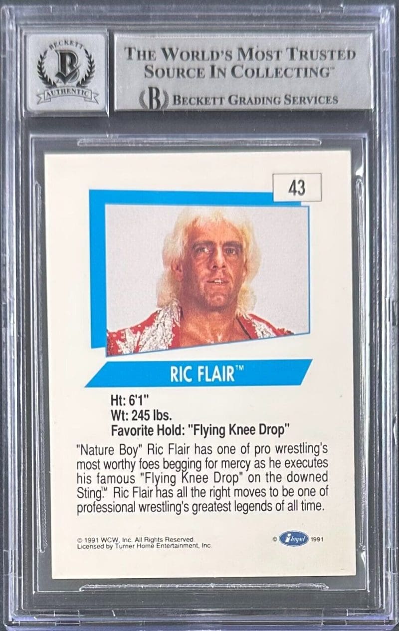 Ric Flair Signed 1991 Impel WCW Card #43 Beckett Auto 10 - Image 2