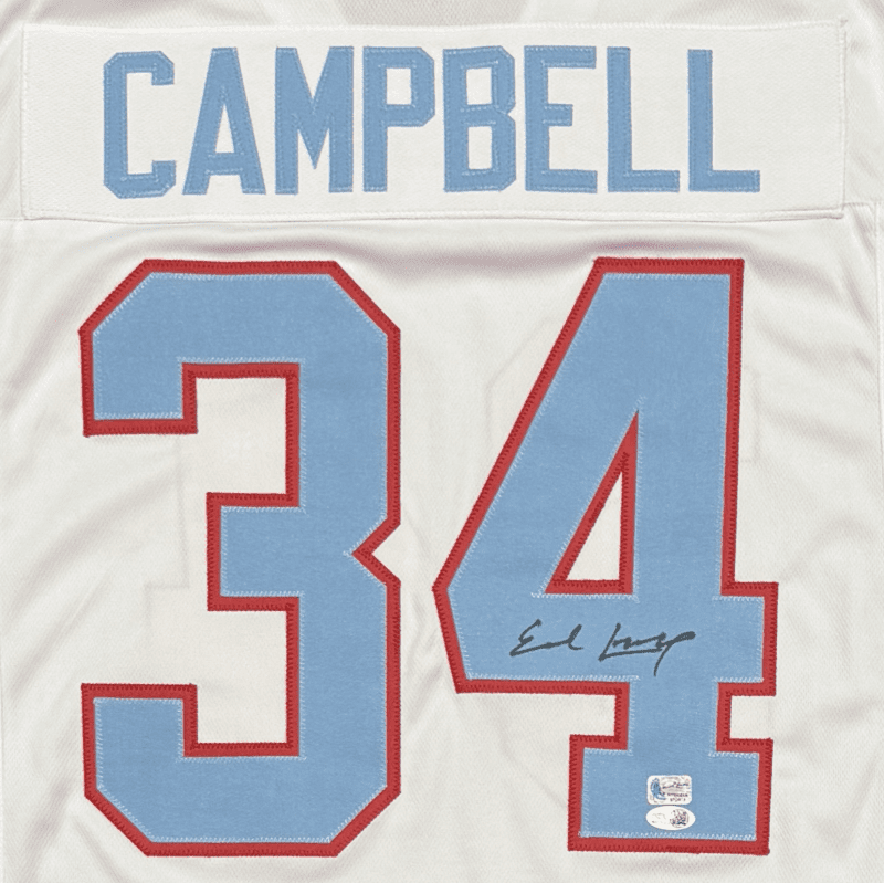 Earl Campbell Signed Autographed Custom White Blue Red Jersey JSA Authentication - Image 2