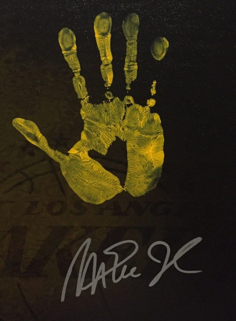 Magic Johnson Handprint Unstretched 20x36 Canvas Layup Purple Signed JSA Z05786 - Image 2
