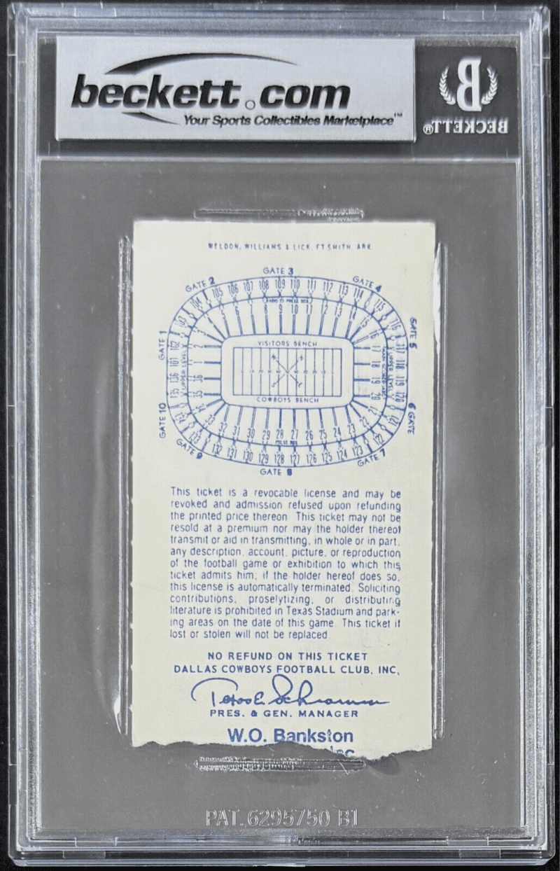 Earl Campbell Signed Houston Oilers vs Cowboys Aug. 23 1980 Ticket Stub Beckett - Image 2
