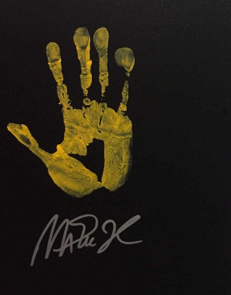 Magic Johnson Handprint Unstretched 20x36 Canvas Purple Signed JSA Z05729 1 - Image 2