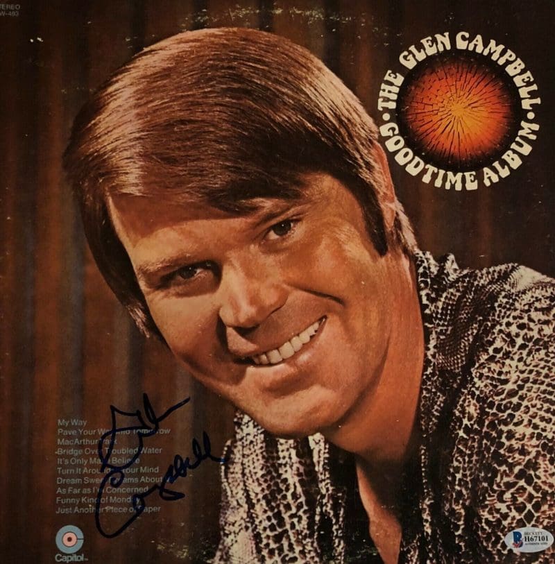 Glen Campbell Signed Autographed Vinyl Record Beckett Good Time Album