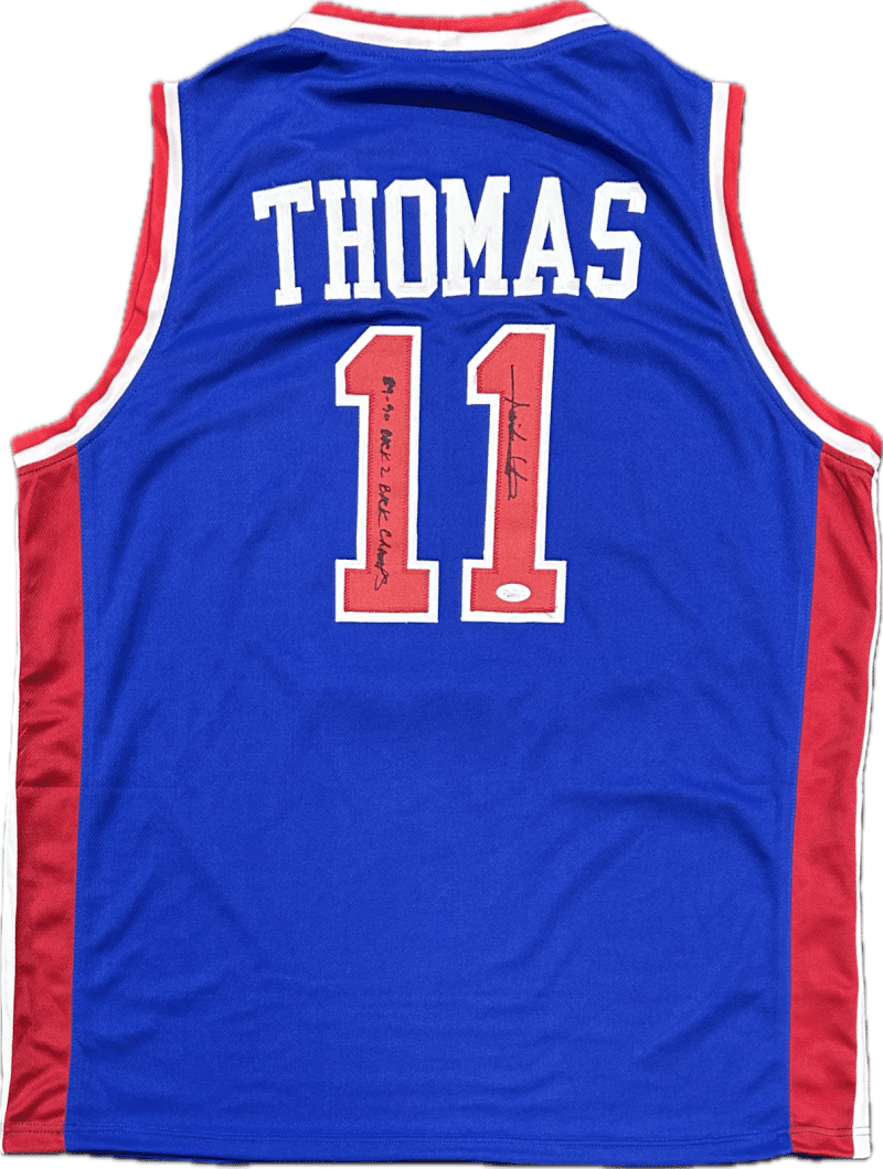 Isiah Thomas Signed Autographed Custom Blue/Red Back 2 Back Champs Jersey JSA
