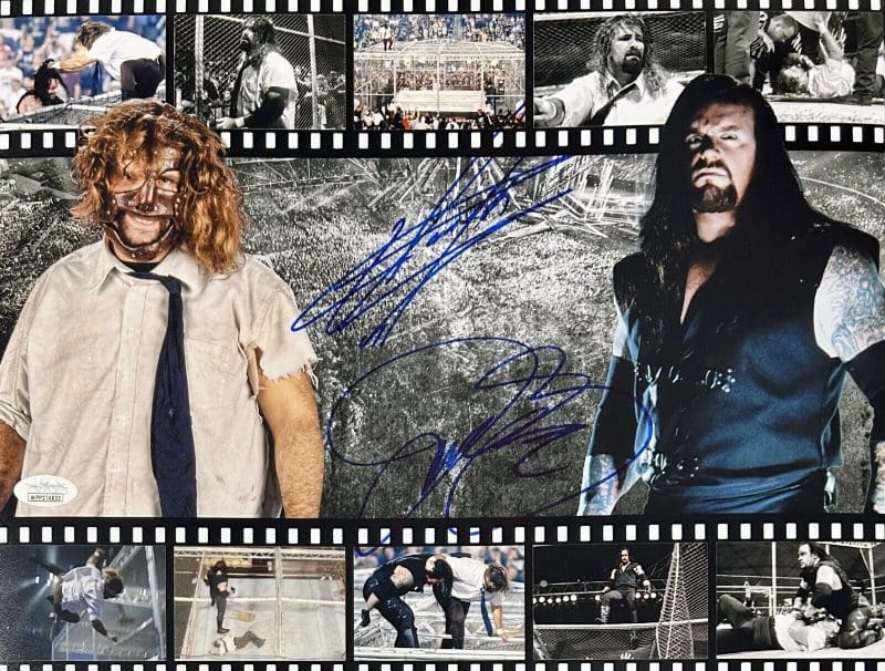 Undertaker and Mic Foley Mankind Signed Autographed 11x14 Photo JSA Authen WWE