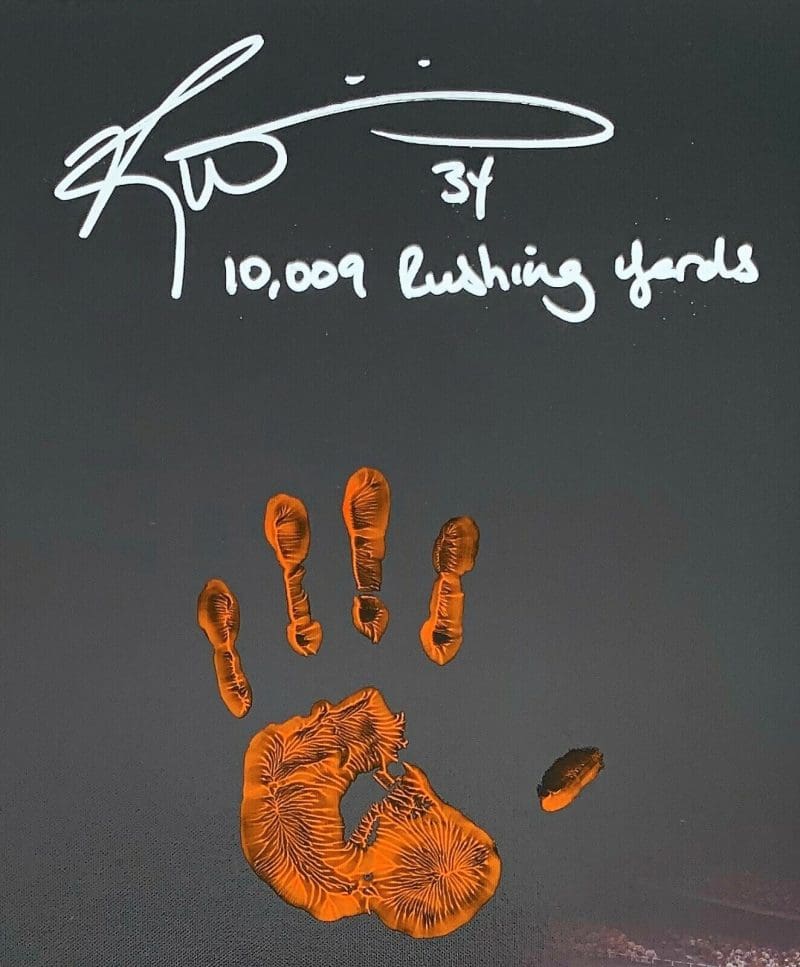 Ricky Williams Handprint Ustretched 20x36 Canvas Dolphins Signed JSA Z65934 - Image 2