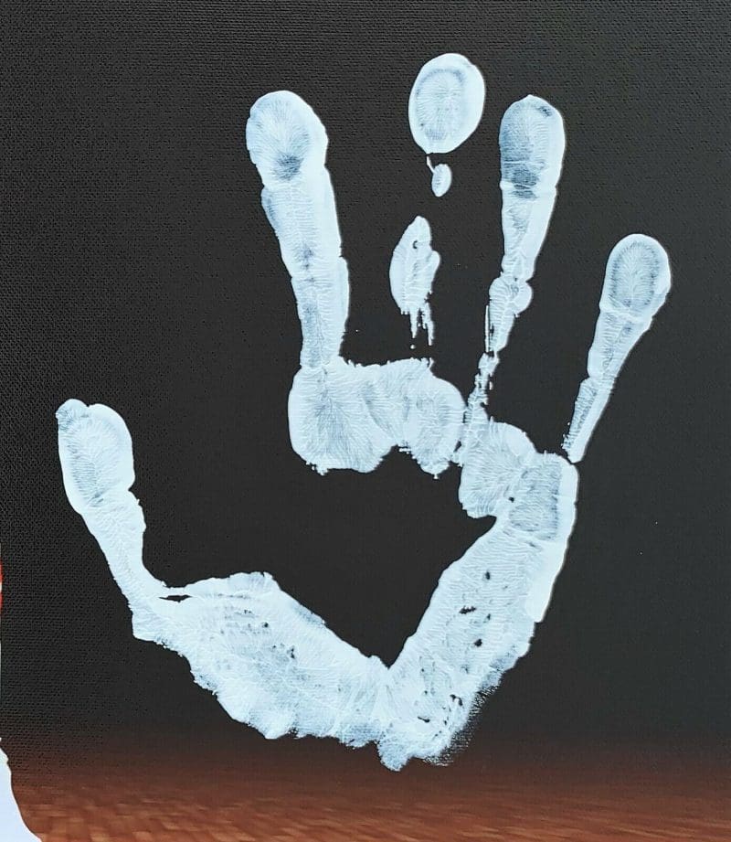 Julius Dr. J Erving  Handprint Unstretched 20x36 Canvas Signed JSA Z65915 - Image 3