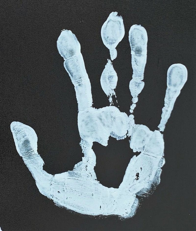 Julius Dr. J Erving  Handprint Unstretched 20x36 Canvas Signed JSA Z65907 - Image 3