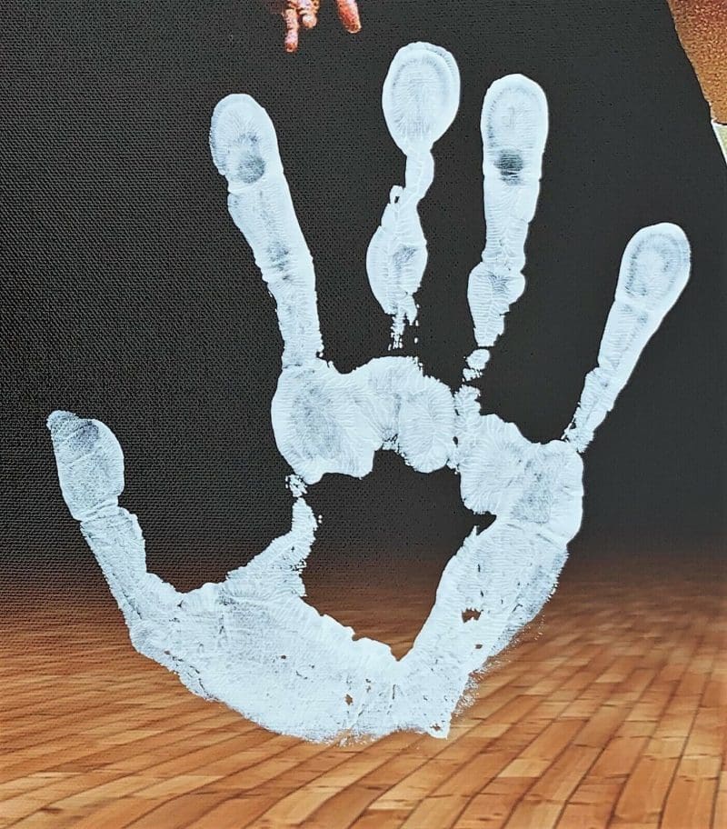 Julius Dr. J Erving  Handprint Unstretched 20x36 Canvas Signed JSA Z65913 - Image 3