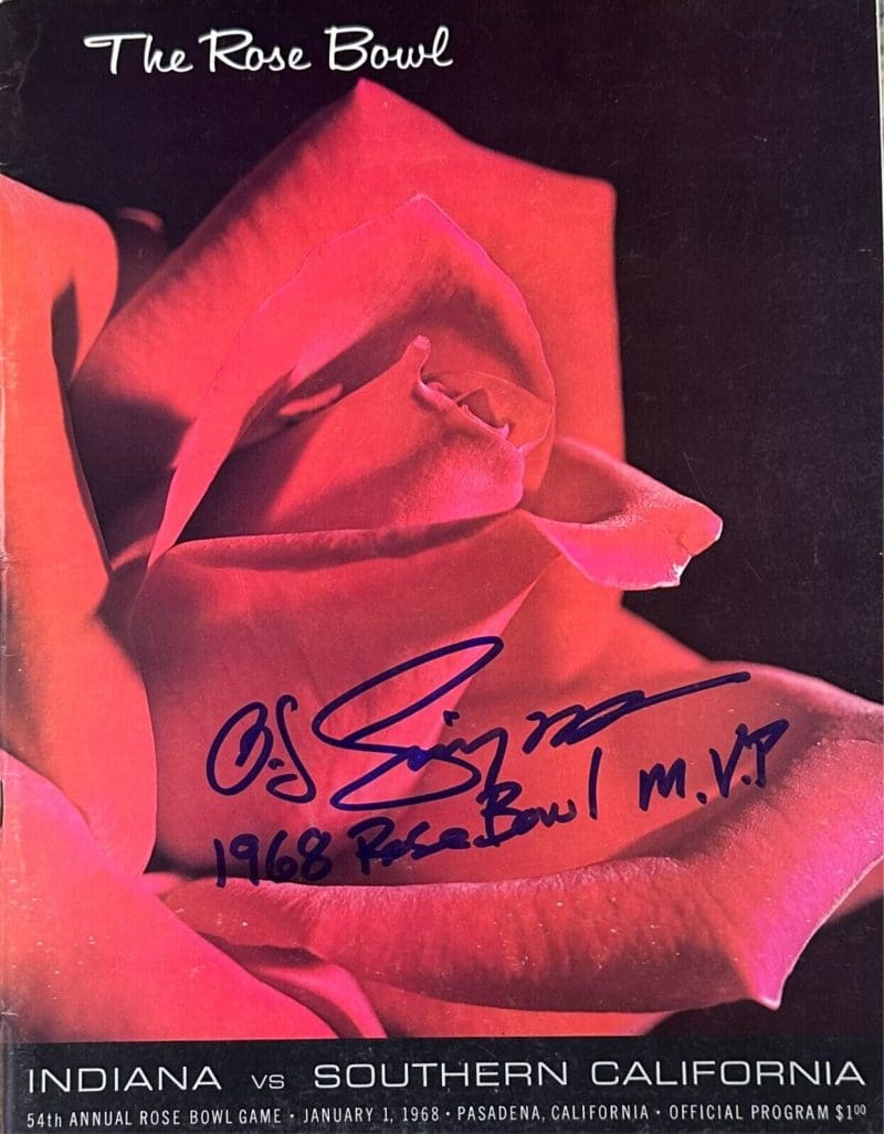 O.J. Simpson Signed Autographed 1968 The Rose Bowl Program JSA Indiana vs USC